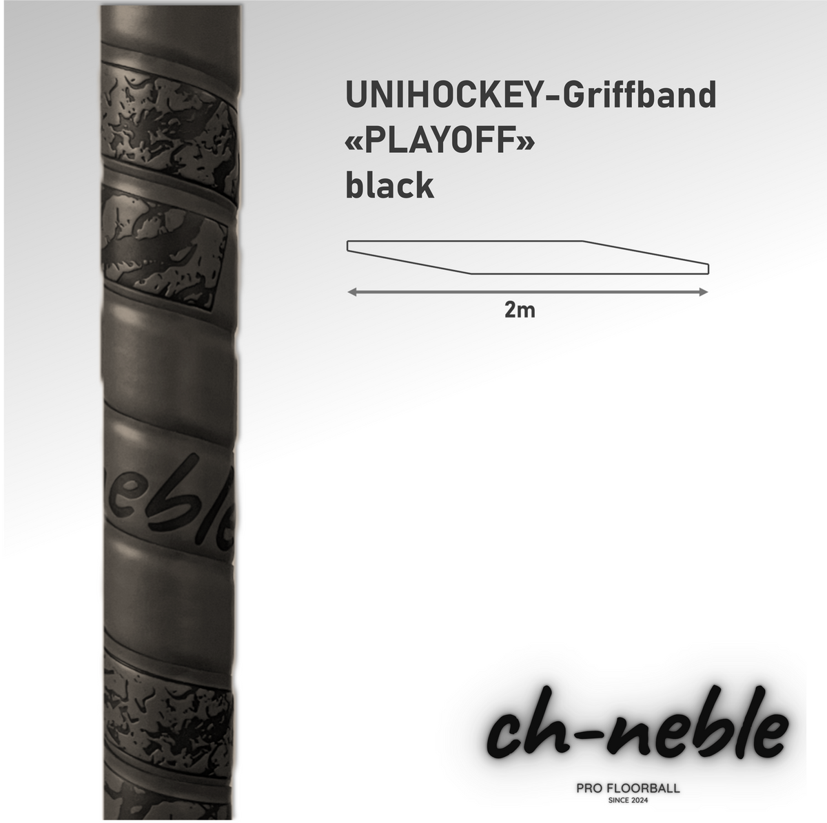 Unihockey Griffband "PLAYOFF" black 2m