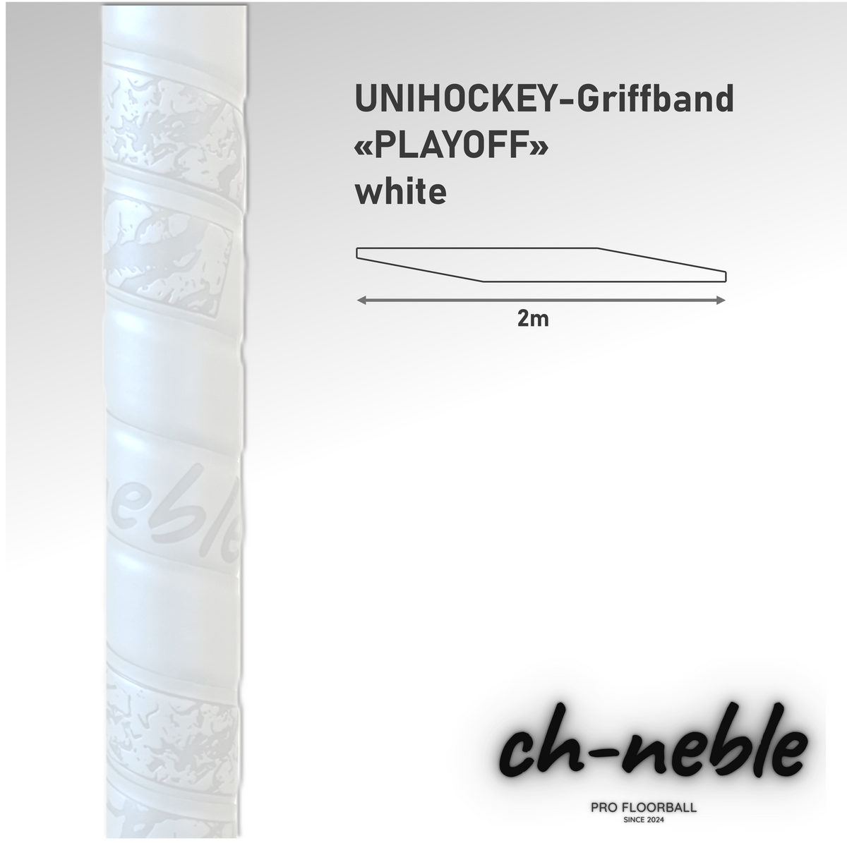 Unihockey Griffband "PLAYOFF" white 2m